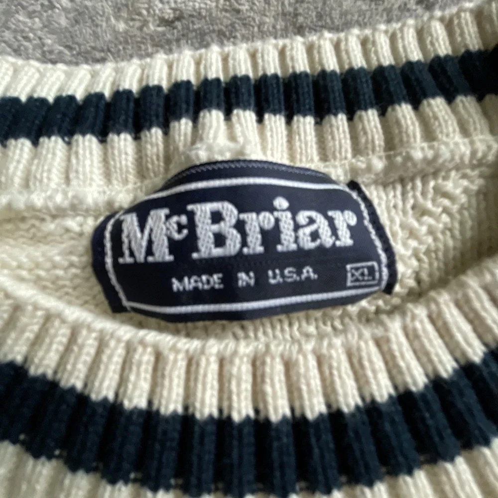 Vintage (NWT) McBriar textured Golf Sweater v-neck USA Made Men's XL embroidered